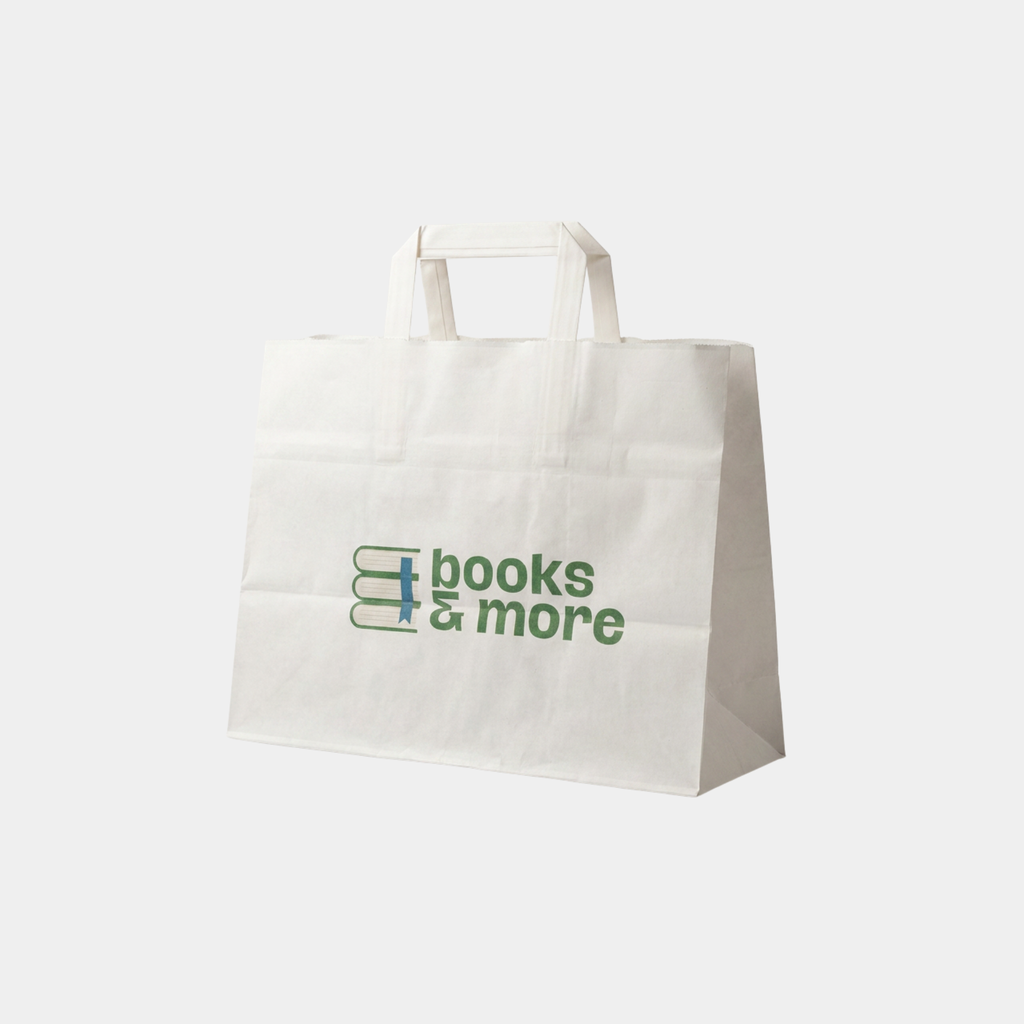 Flat Handle White Paper Bags