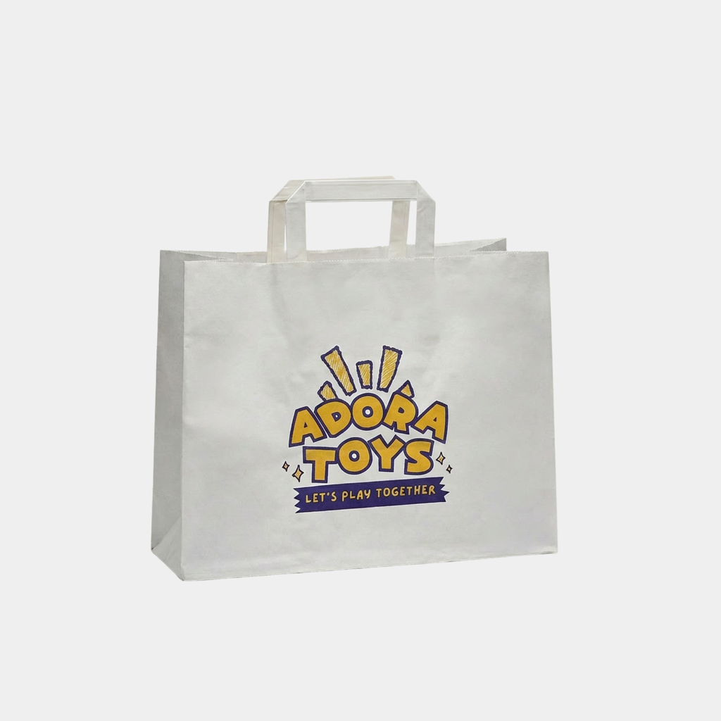Flat Handle White Paper Bags