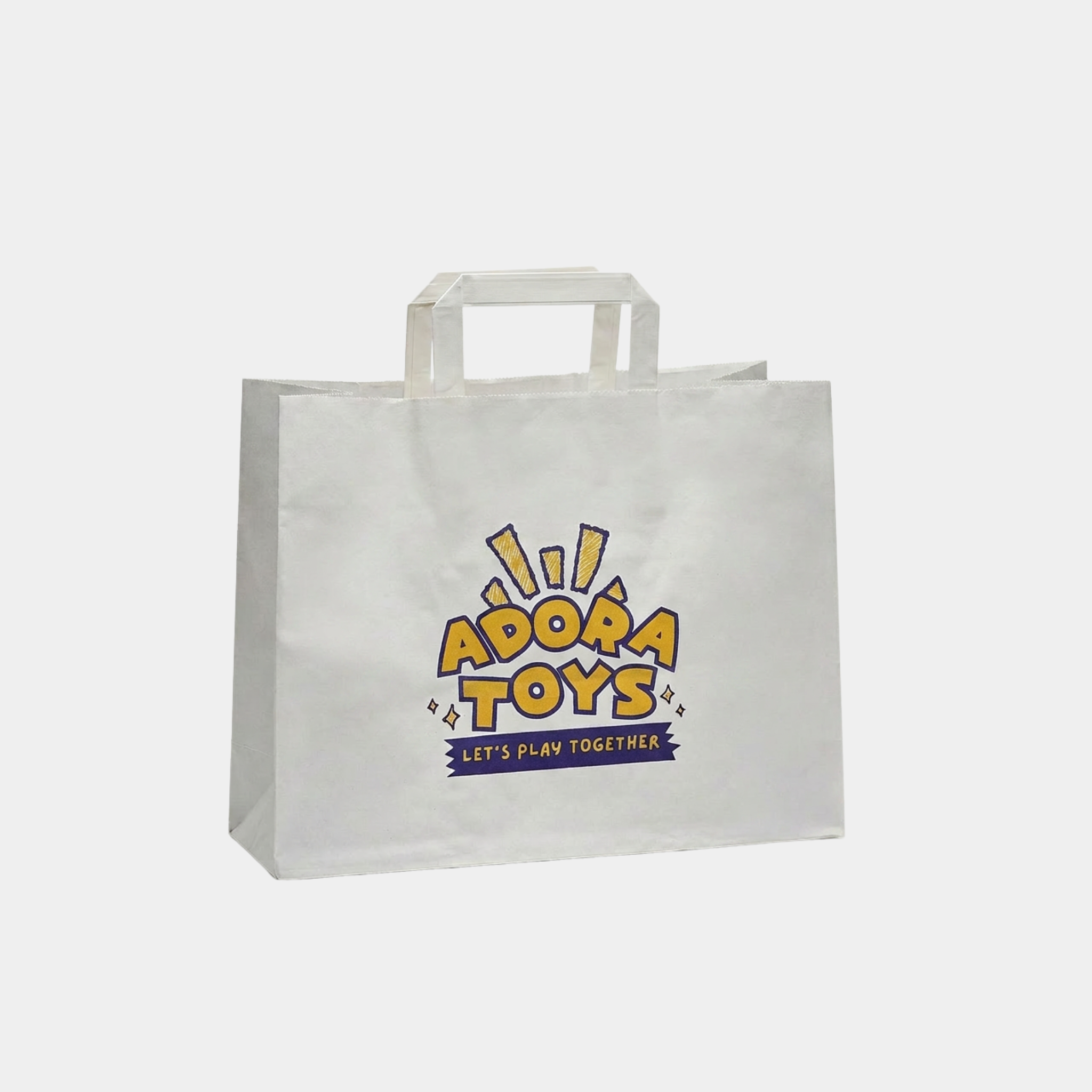 Flat Handle White Paper Bags