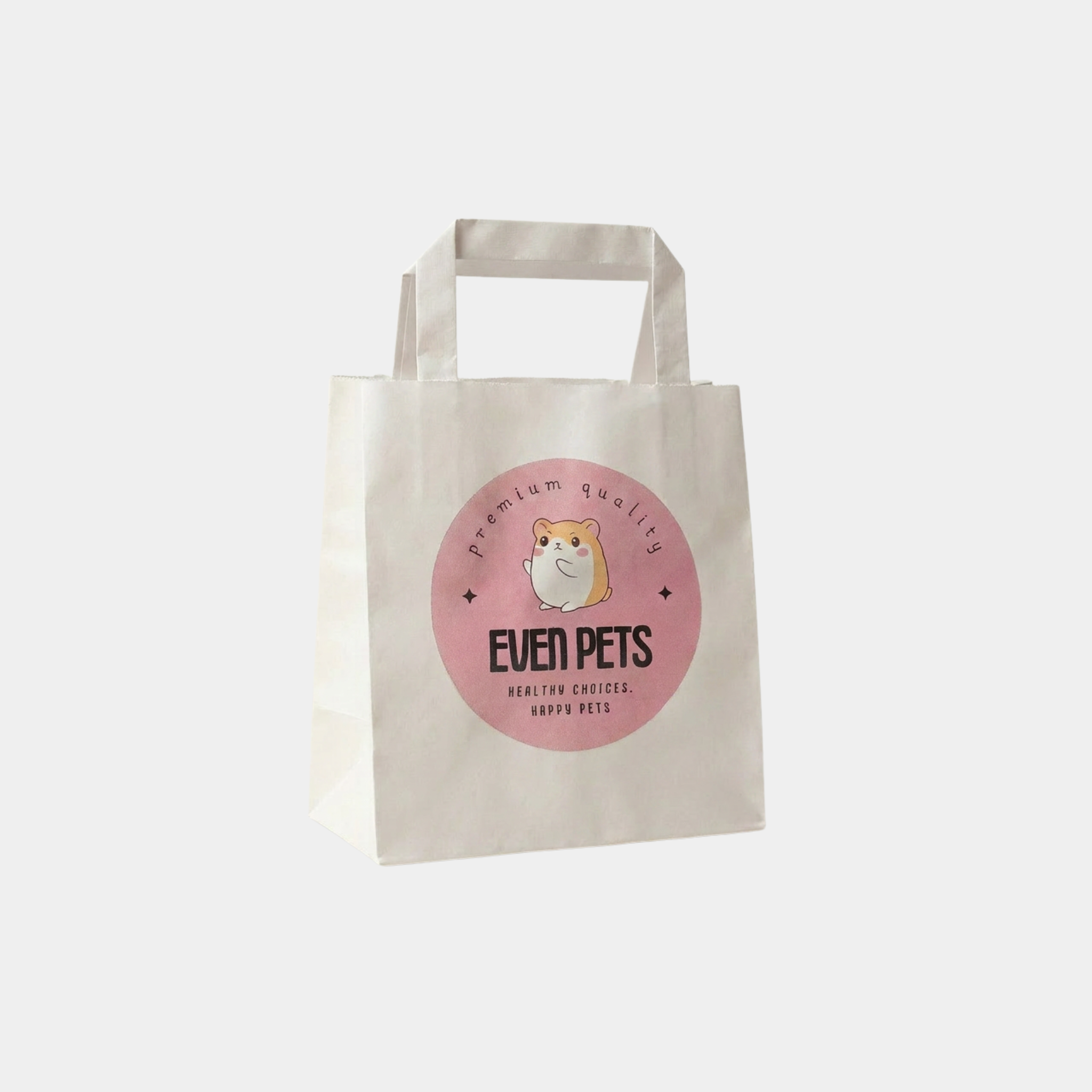 Flat Handle White Paper Bags