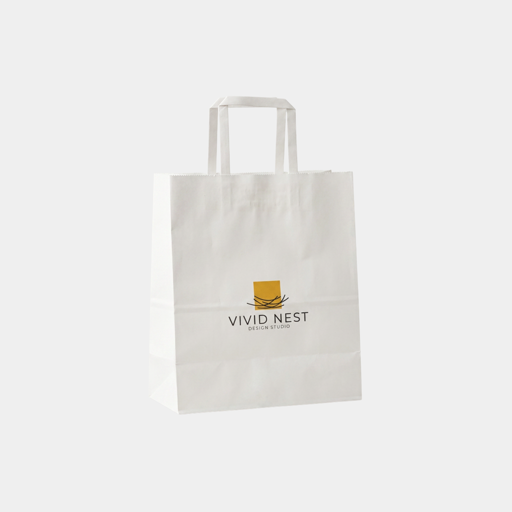 Flat Handle White Paper Bags