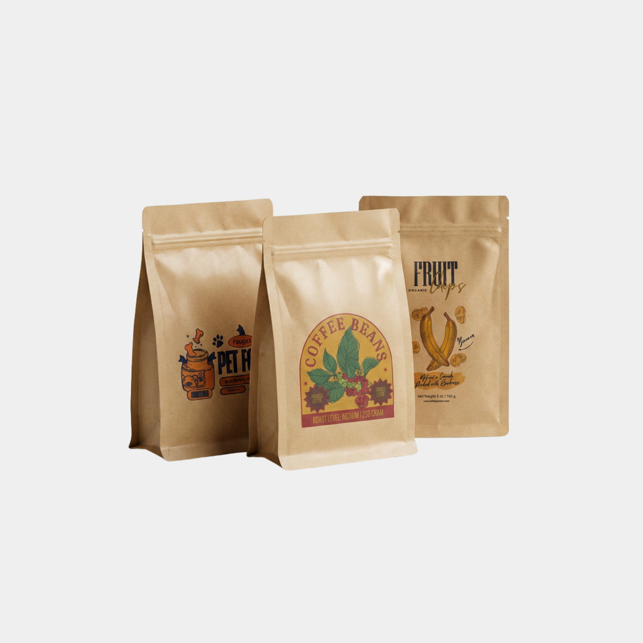 Kraft Flat Bottom Pouches