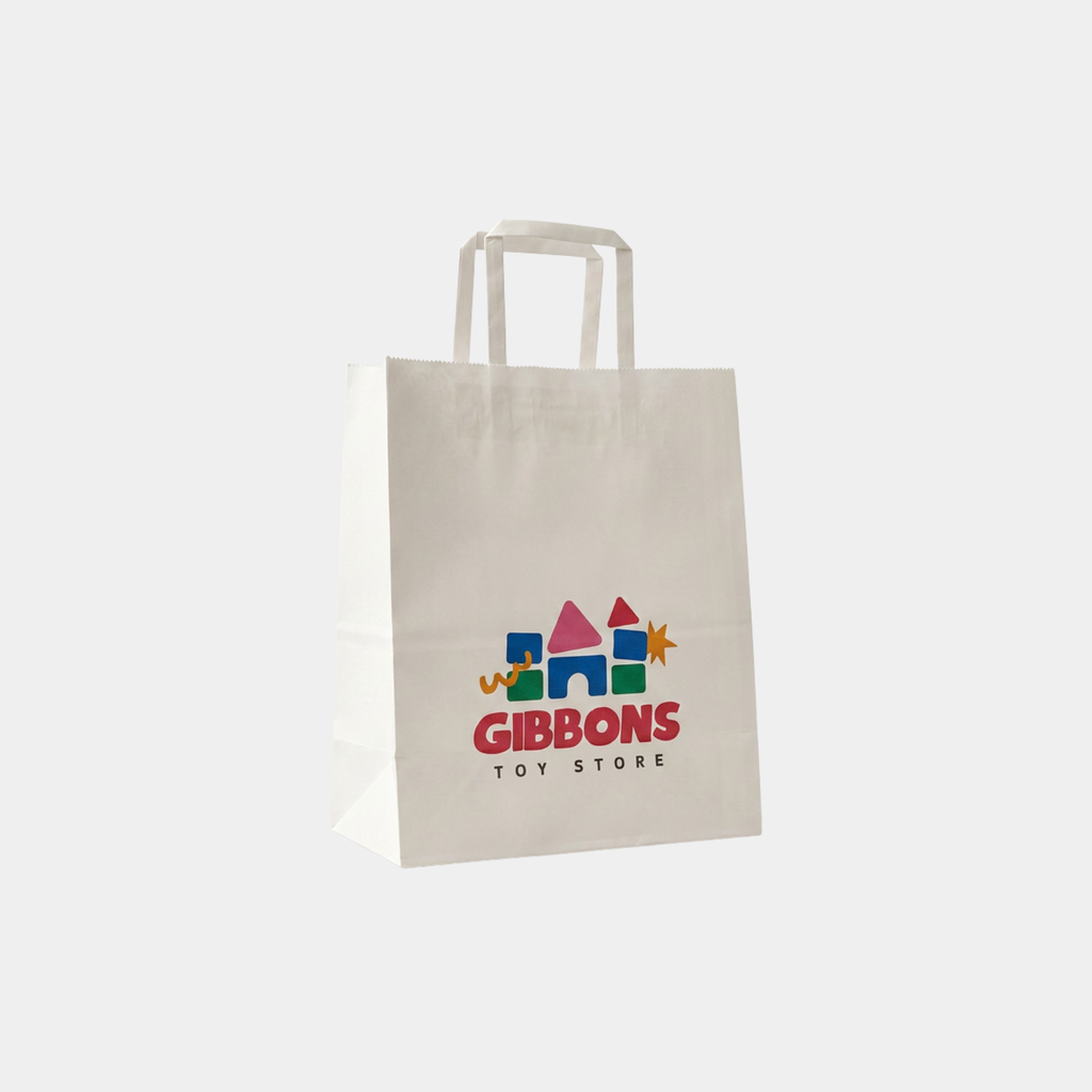 Flat Handle White Paper Bags