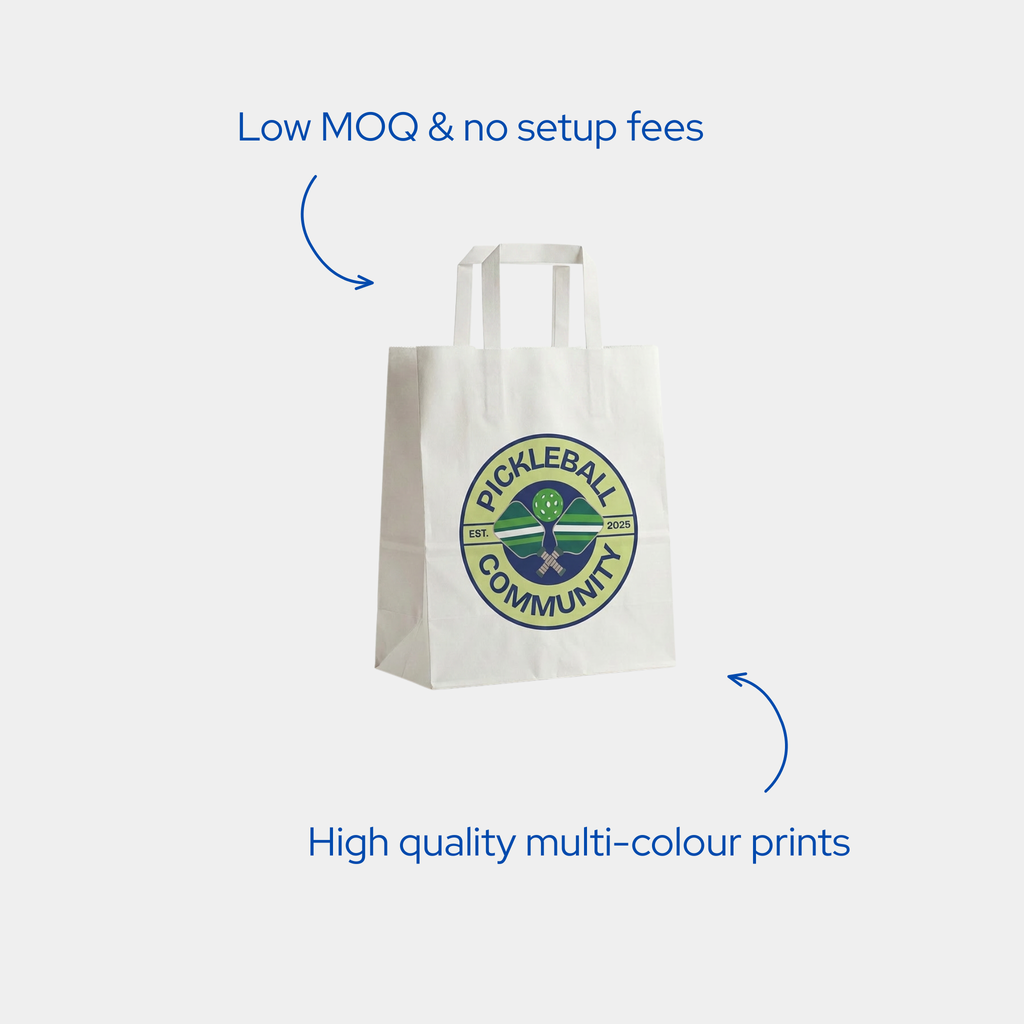 Flat Handle White Paper Bags