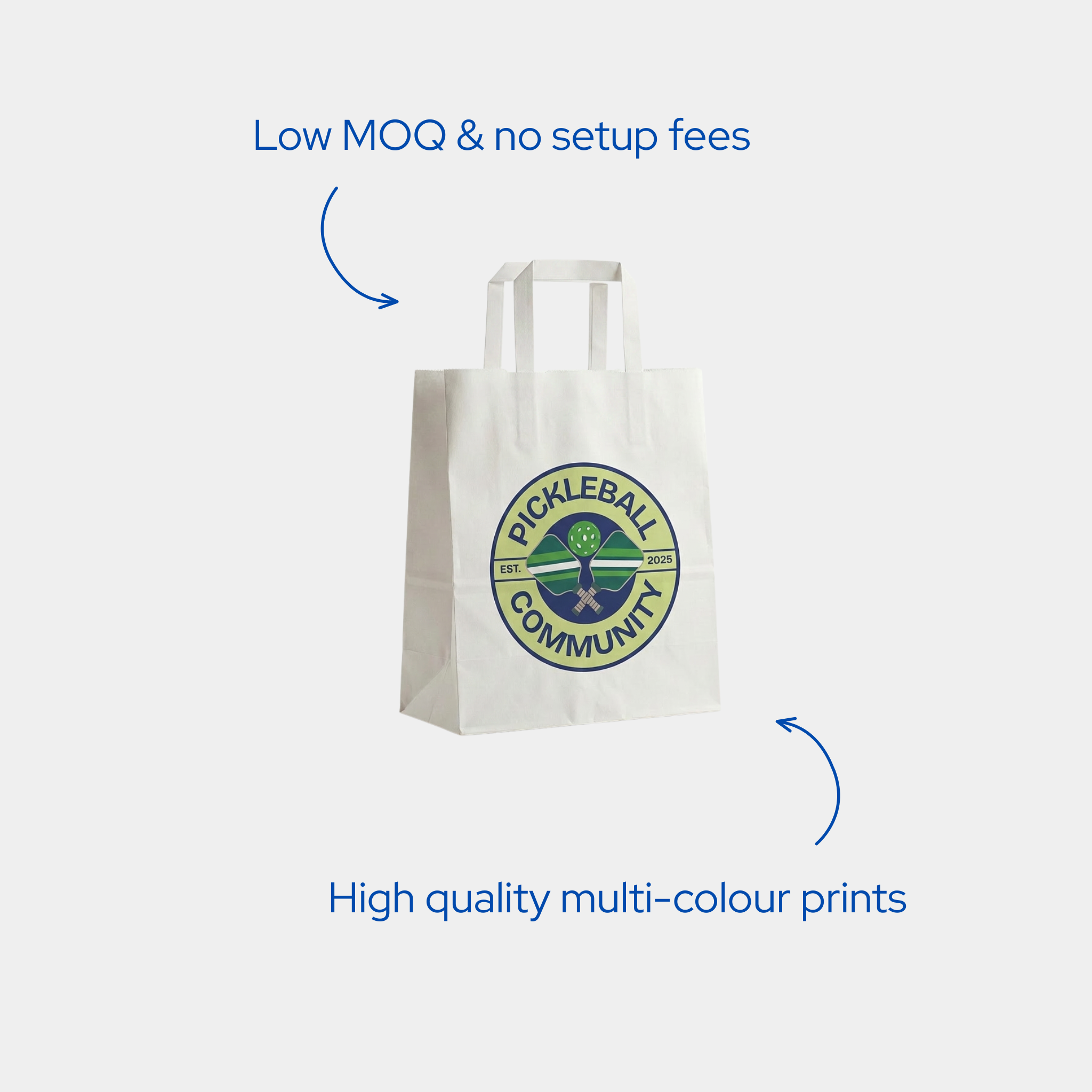 Flat Handle White Paper Bags